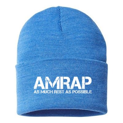 AMRAP As Much Rest As Possible Funny Motivation Sustainable Knit Beanie