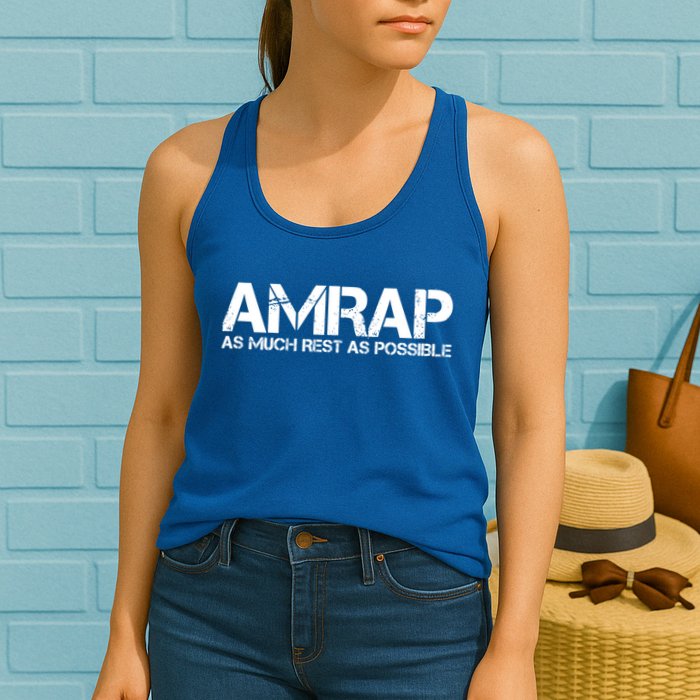 AMRAP As Much Rest As Possible Funny Motivation Womens Tank Top