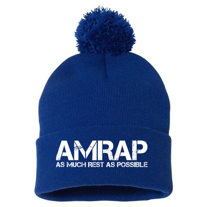 AMRAP As Much Rest As Possible Funny Motivation Pom Pom 12in Knit Beanie