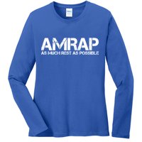 AMRAP As Much Rest As Possible Funny Motivation Ladies Long Sleeve Shirt