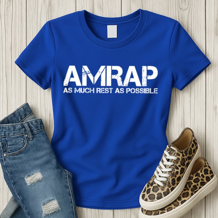 AMRAP As Much Rest As Possible Funny Motivation Womens T-Shirt