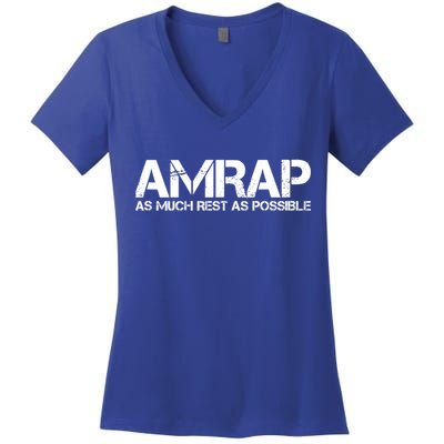 AMRAP As Much Rest As Possible Funny Motivation Women's V-Neck T-Shirt