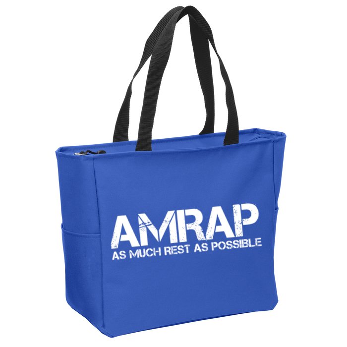 AMRAP As Much Rest As Possible Funny Motivation Zip Tote Bag