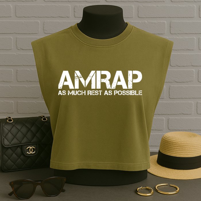 AMRAP As Much Rest As Possible Funny Motivation Garment-Dyed Women's Muscle Tee