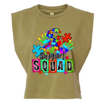 Autism Awareness Month Ribbon Support Squad Garment-Dyed Women's Muscle Tee