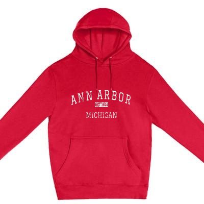 Ann Arbor Michigan Mi Vintage Premium Pullover Hoodie