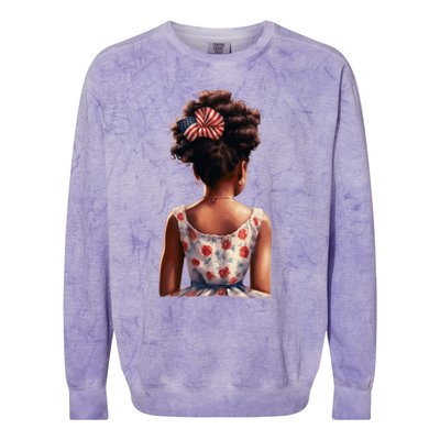 African American Messy Bun Girl Watercolor Colorblast Crewneck Sweatshirt