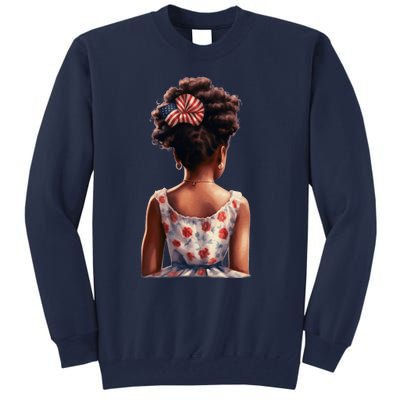 African American Messy Bun Girl Watercolor Tall Sweatshirt