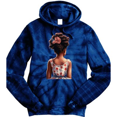 African American Messy Bun Girl Watercolor Tie Dye Hoodie