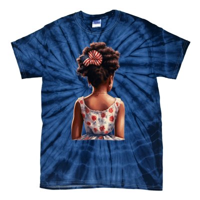 African American Messy Bun Girl Watercolor Tie-Dye T-Shirt