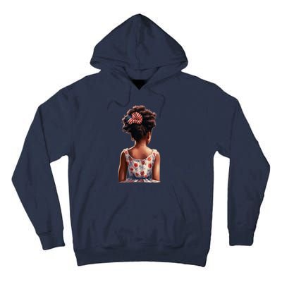 African American Messy Bun Girl Watercolor Tall Hoodie