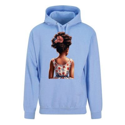 African American Messy Bun Girl Watercolor Unisex Surf Hoodie