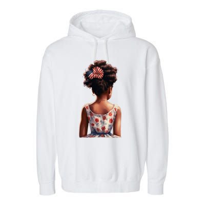 African American Messy Bun Girl Watercolor Garment-Dyed Fleece Hoodie