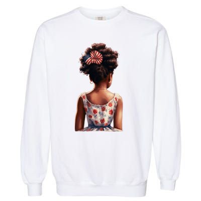 African American Messy Bun Girl Watercolor Garment-Dyed Sweatshirt