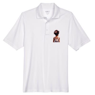 African American Messy Bun Girl Watercolor Men's Origin Performance Pique Polo