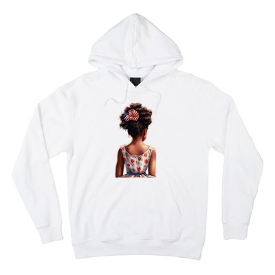 African American Messy Bun Girl Watercolor Hoodie