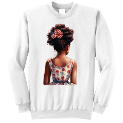 African American Messy Bun Girl Watercolor Sweatshirt