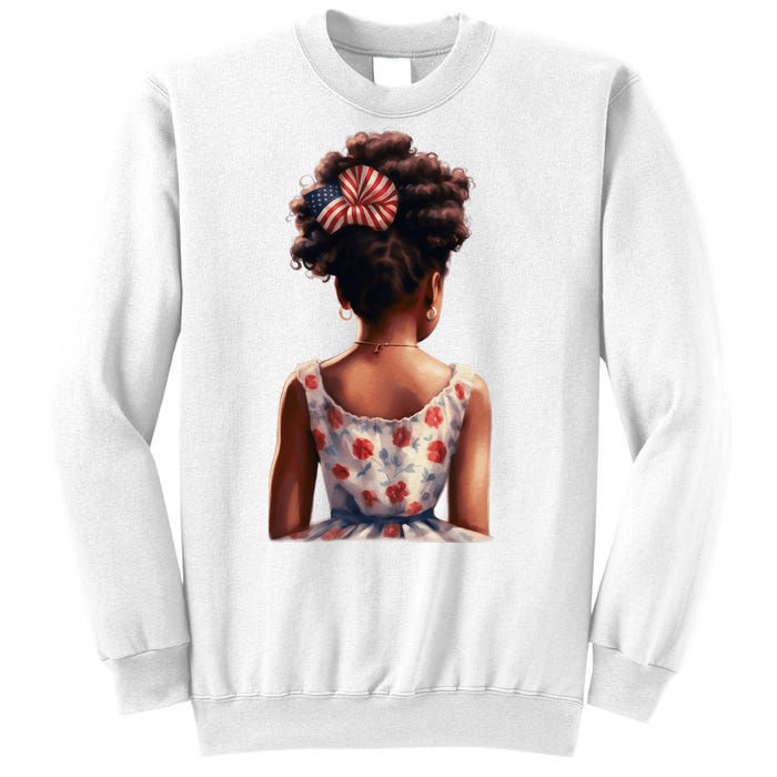 African American Messy Bun Girl Watercolor Sweatshirt