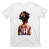 African American Messy Bun Girl Watercolor T-Shirt