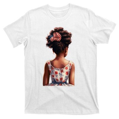 African American Messy Bun Girl Watercolor T-Shirt