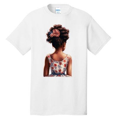 African American Messy Bun Girl Watercolor Tall T-Shirt