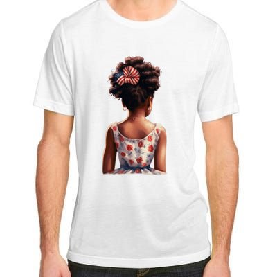 African American Messy Bun Girl Watercolor Adult ChromaSoft Performance T-Shirt