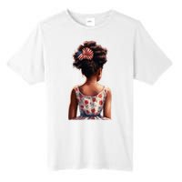 African American Messy Bun Girl Watercolor Tall Fusion ChromaSoft Performance T-Shirt