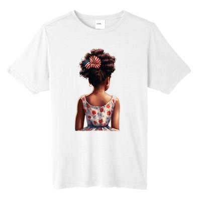 African American Messy Bun Girl Watercolor Tall Fusion ChromaSoft Performance T-Shirt