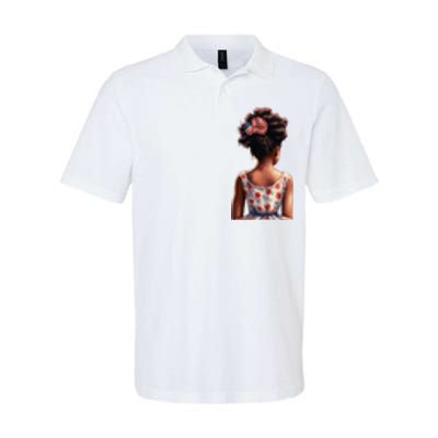 African American Messy Bun Girl Watercolor Softstyle Adult Sport Polo