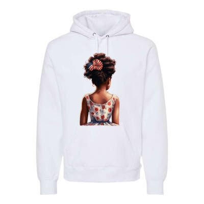 African American Messy Bun Girl Watercolor Premium Hoodie