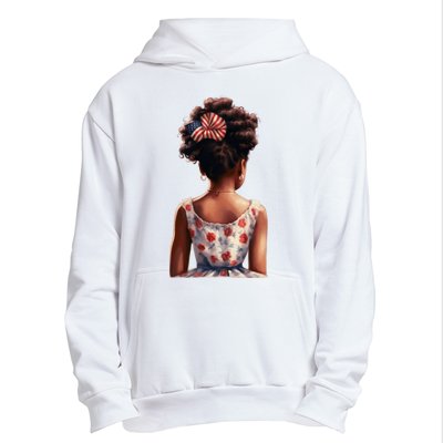 African American Messy Bun Girl Watercolor Urban Pullover Hoodie