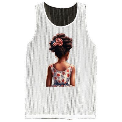 African American Messy Bun Girl Watercolor Mesh Reversible Basketball Jersey Tank