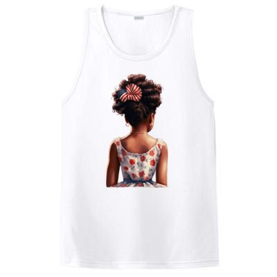 African American Messy Bun Girl Watercolor PosiCharge Competitor Tank