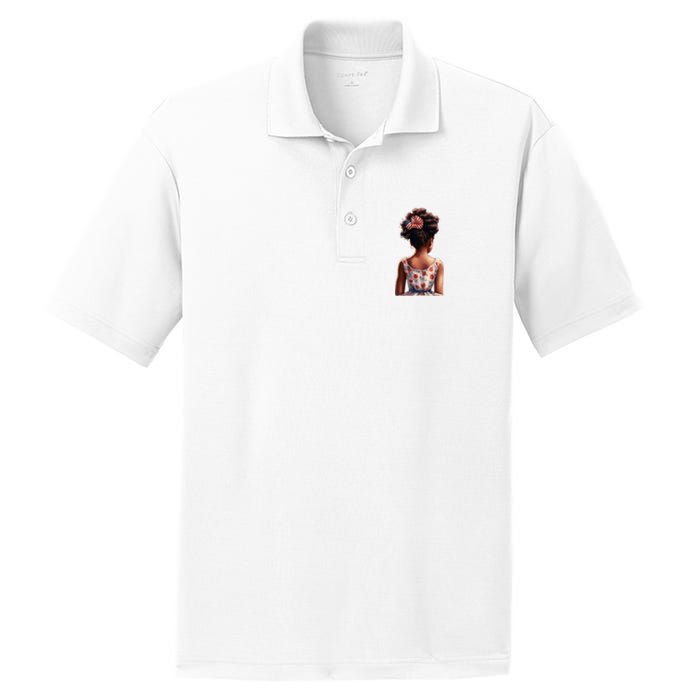 African American Messy Bun Girl Watercolor PosiCharge RacerMesh Polo