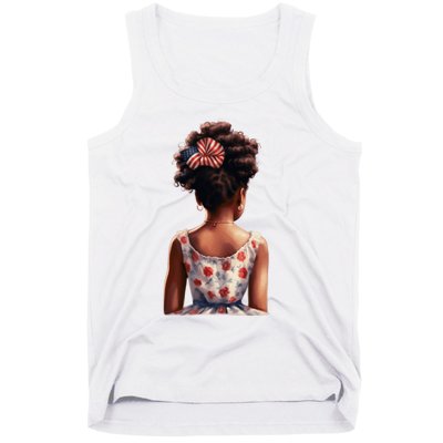 African American Messy Bun Girl Watercolor Tank Top