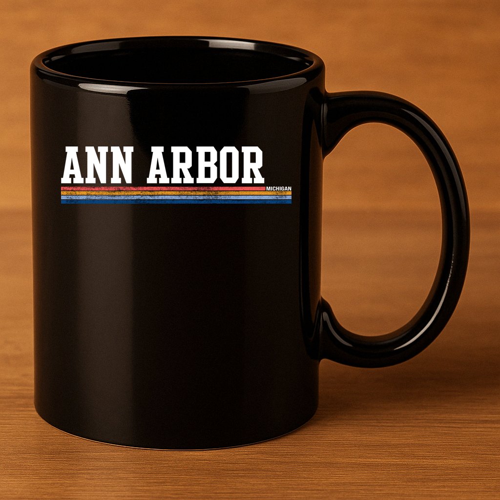Ann Arbor Michigan Retro Logo 11oz C Handle Ceramic Mug