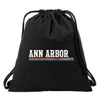 Ann Arbor Michigan Retro Logo Drawstring Bag