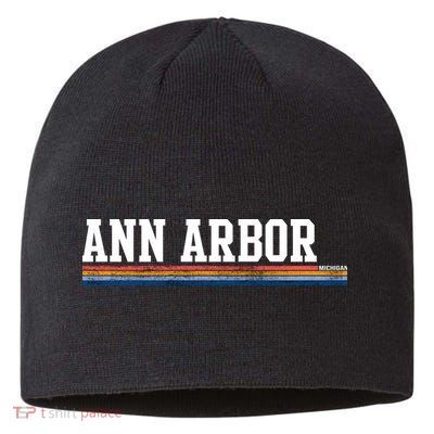 Ann Arbor Michigan Retro Logo Sustainable Beanie