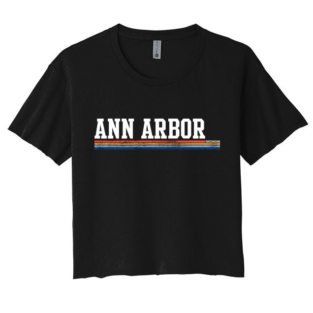 Ann Arbor Michigan Retro Logo Crop Top