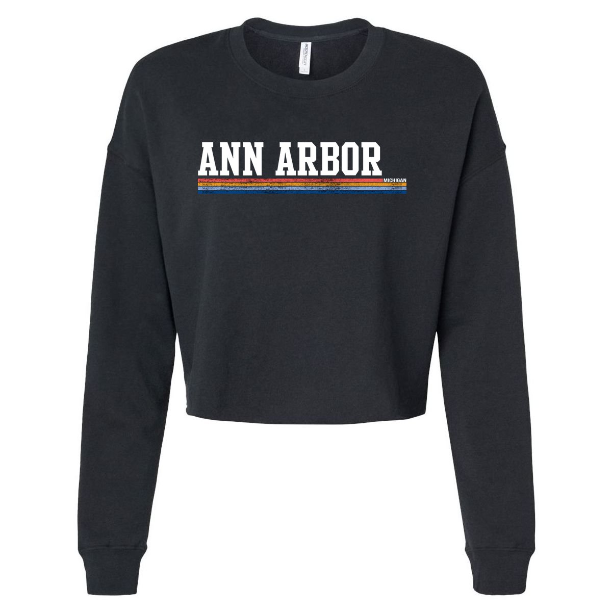 Ann Arbor Michigan Retro Logo Cropped Pullover Crew