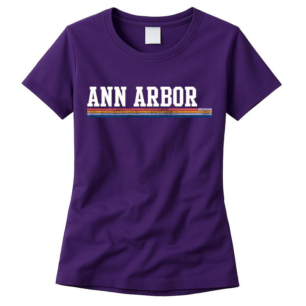 Ann Arbor Michigan Retro Logo Womens T-Shirt