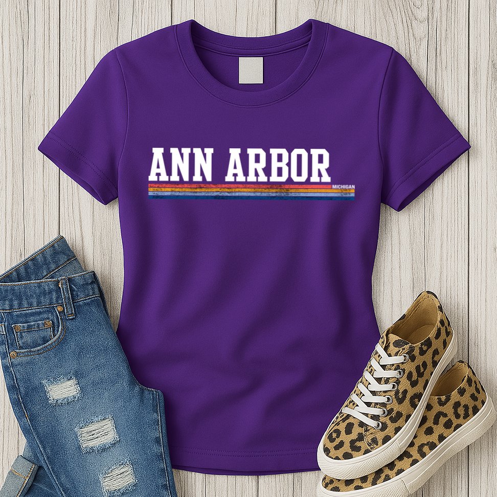 Ann Arbor Michigan Retro Logo Womens T-Shirt