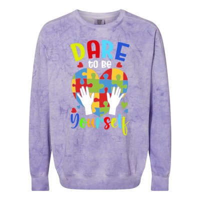 Autism Awareness Month Dare To Be Yours Autism Cute Gift Colorblast Crewneck Sweatshirt