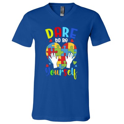 Autism Awareness Month Dare To Be Yours Autism Cute Gift V-Neck T-Shirt