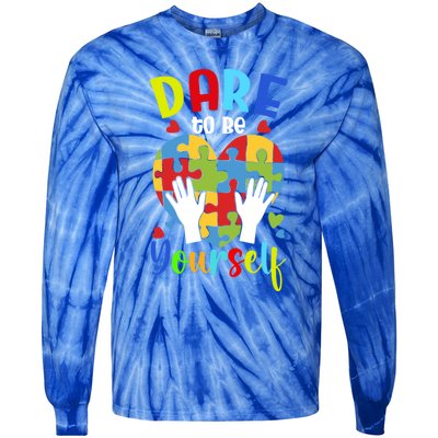 Autism Awareness Month Dare To Be Yours Autism Cute Gift Tie-Dye Long Sleeve Shirt