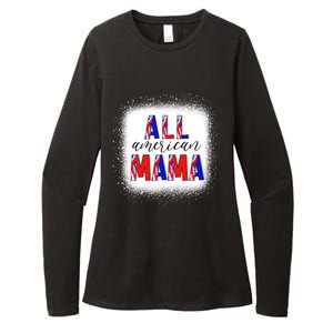 All American Mama 4th Of July Bleached Tie Dye American Flag Gift Womens CVC Long Sleeve Shirt