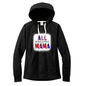 All American Mama 4th Of July Bleached Tie Dye American Flag Gift Women's Fleece Hoodie