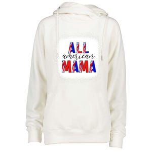 All American Mama 4th Of July Bleached Tie Dye American Flag Gift Womens Funnel Neck Pullover Hood