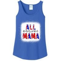 All American Mama 4th Of July Bleached Tie Dye American Flag Gift Ladies Essential Tank