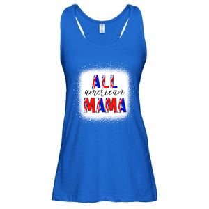 All American Mama 4th Of July Bleached Tie Dye American Flag Gift Ladies Essential Flowy Tank